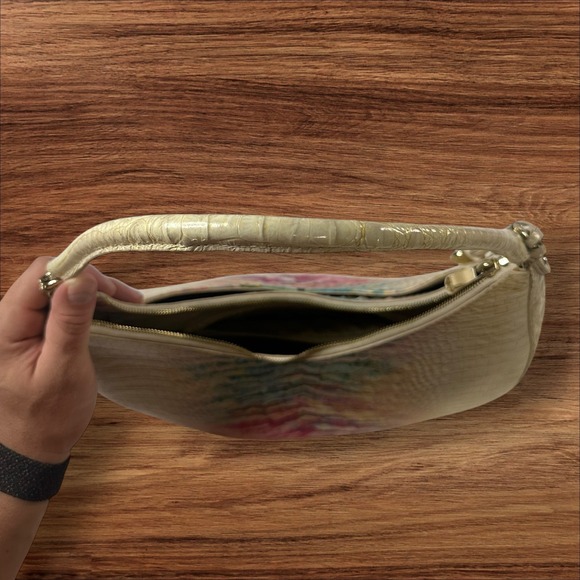 Brahmin Cream Crocodile Embossed Leather Rainbow Hobo Bag Satchel Purse - Picture 12 of 13